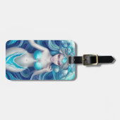 美しい青い貝殻の人魚のグラフィック ラゲッジタグ (正面横)