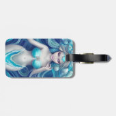 美しい青い貝殻の人魚のグラフィック ラゲッジタグ (裏面横)