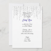 美しい青い輝くグリッター、バルミツワー 招待状 (裏面)