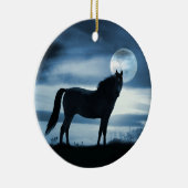 美しい青い馬と月 セラミックオーナメント (右)