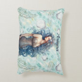 美しい青い髪の人魚 アクセントクッション (裏面(縦))