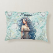 美しい青い髪の人魚 アクセントクッション (裏面)