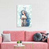 美しい青い髪の人魚 キャンバスプリント (インサイチュ (リビング))