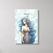 美しい青い髪の人魚 キャンバスプリント (正面)