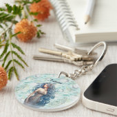 美しい青い髪の人魚 キーホルダー (正面右)