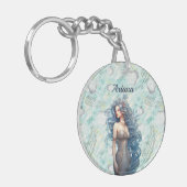 美しい青い髪の人魚 キーホルダー (正面左)
