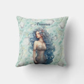 美しい青い髪の人魚 クッション (裏面)