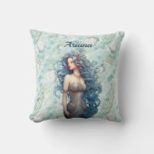 美しい青い髪の人魚 クッション (正面)