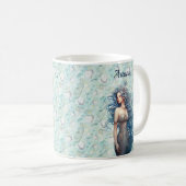 美しい青い髪の人魚 コーヒーマグカップ (正面右)