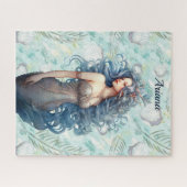 美しい青い髪の人魚 ジグソーパズル (横)