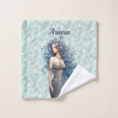 美しい青い髪の人魚 バスタオルセット (ウォッシュタオル)