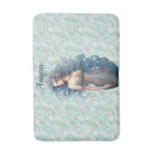 美しい青い髪の人魚 バスマット (正面縦)