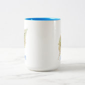 美しい青い鳥の孔雀の羽 ツートーンマグカップ (中央)