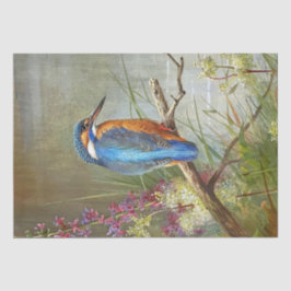 美しい青い鳥カワセミの水の色絵画の 薄葉紙