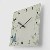 美しい青い鳥 スクエア壁時計 (傾斜)