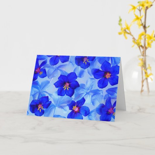 美しい青が元気になる カード (黄色い花)