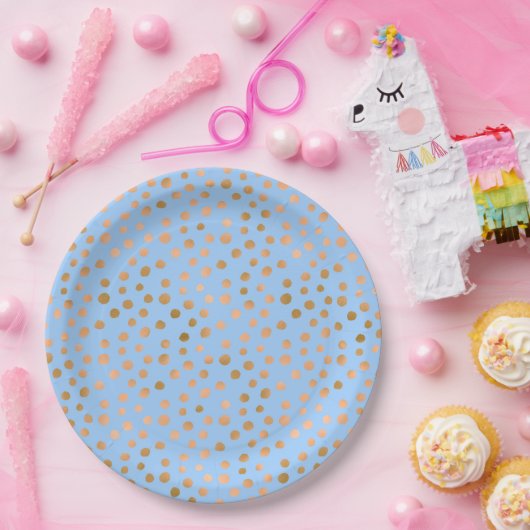 美しい青とピンクのバラのホイフェイクル ペーパープレート (パーティー)