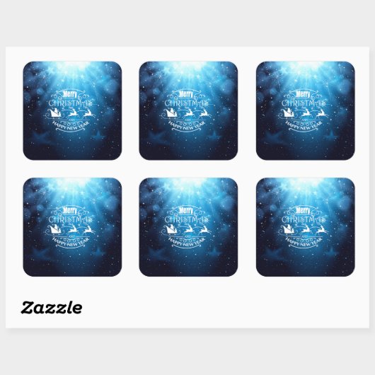美しい青と白のクリスマスと新年 スクエアシール (シート)