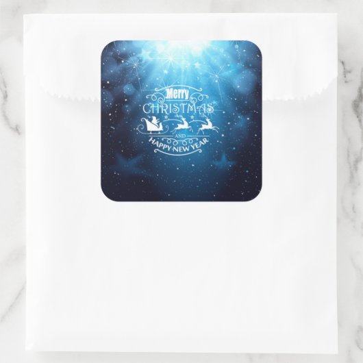 美しい青と白のクリスマスと新年 スクエアシール (バッグ)