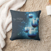 美しい青と白のクリスマスボール広場 クッション (ブランケット)