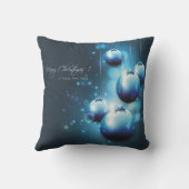 美しい青と白のクリスマスボール広場 クッション (裏面)