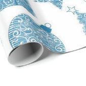 美しい青と白のクリスマスラッピング紙 ラッピングペーパー (ロールコーナー)