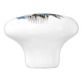 美しい青と白のバラのユリ セラミックノブ (側面)