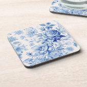美しい青と白のバラ&ワイルドフラワー コースター (左側)