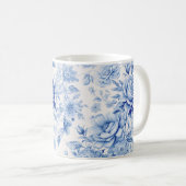 美しい青と白のバラ&ワイルドフラワー コーヒーマグカップ (正面右)