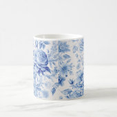 美しい青と白のバラ&ワイルドフラワー コーヒーマグカップ (中央)