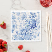 美しい青と白のバラ&ワイルドフラワー スタンダードランチョンナプキン (インサイチュ)