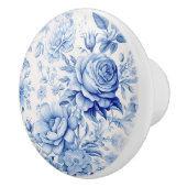 美しい青と白のバラ&ワイルドフラワー セラミックノブ (右)