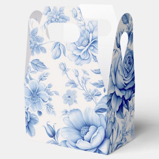 美しい青と白のバラ&ワイルドフラワー フェイバーボックス (オープン)