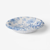 美しい青と白のバラ&ワイルドフラワー ペーパーボウル (傾斜あり)