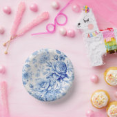 美しい青と白のバラ&ワイルドフラワー ペーパーボウル (パーティー)