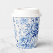 美しい青と白のバラ&ワイルドフラワー 紙コップ (裏面)
