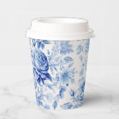 美しい青と白のバラ&ワイルドフラワー 紙コップ (右)