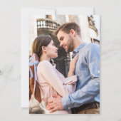 美しい青と白のフローラ写真結婚の 招待状 (裏面)