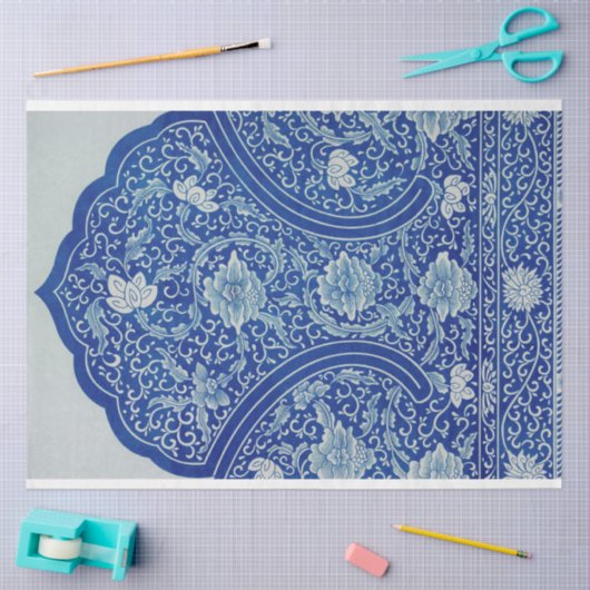 美しい青と白のモロッコのモチーフ 薄葉紙 (クラフト)