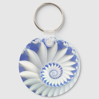 美しい青と白の海のシェルのフラクタル素晴らしルアート キーホルダー