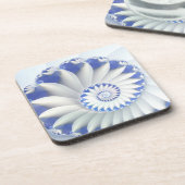 美しい青と白の海のシェルのフラクタル素晴らしルアート コースター (左側)