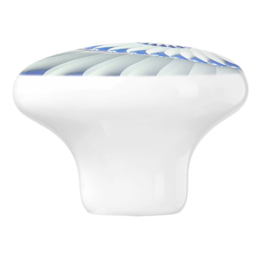 美しい青と白の海のシェルのフラクタル素晴らしルアート セラミックノブ (側面)