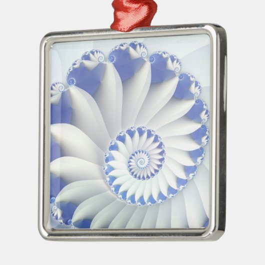 美しい青と白の海のシェルのフラクタル素晴らしルアート メタルオーナメント (左)