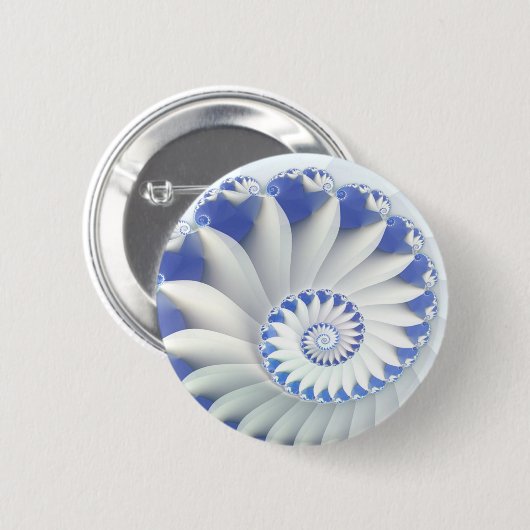美しい青と白の海のシェルのフラクタル素晴らしルアート 缶バッジ (正面&裏面)