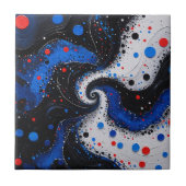 美しい青と白の渦巻き抽象デザイン タイル (正面)