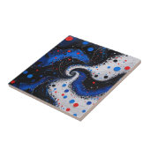 美しい青と白の渦巻き抽象デザイン タイル (側面)