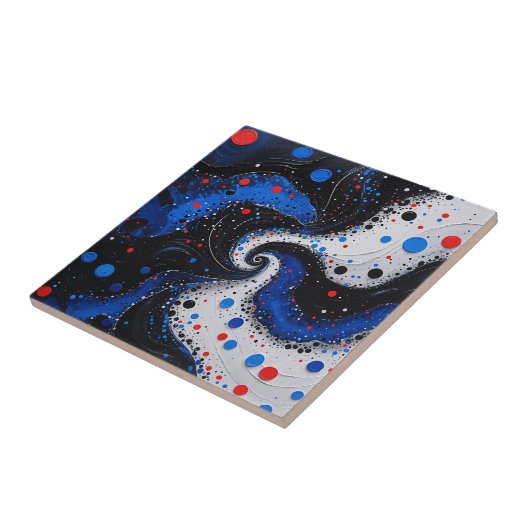 美しい青と白の渦巻き抽象デザイン タイル (側面)