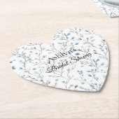 美しい青と白の花のブライズシャワー ペーパーコースター (アングル)