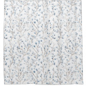 美しい青と白の花のブライダルシャワー シャワーカーテン (正面)