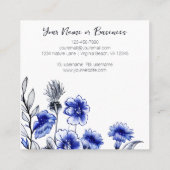 美しい青と白の花図 スクエア名刺 (裏面)